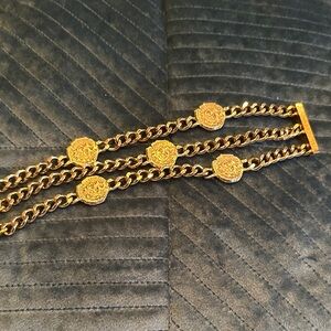Gold and Silver Tone Chain Medallion Bracelet